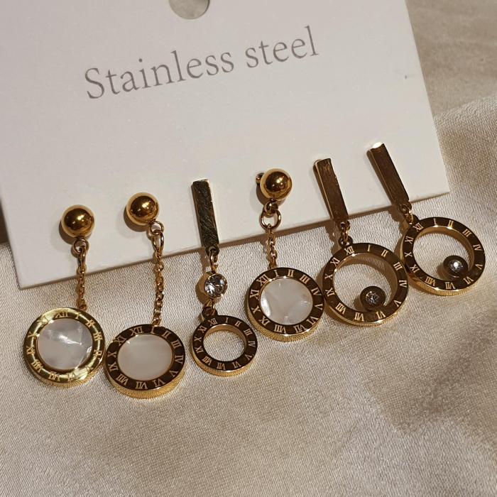 Fashion Earrings Set 6 Rose Gold