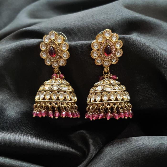 Mehandi Polish Earrings 8 Red