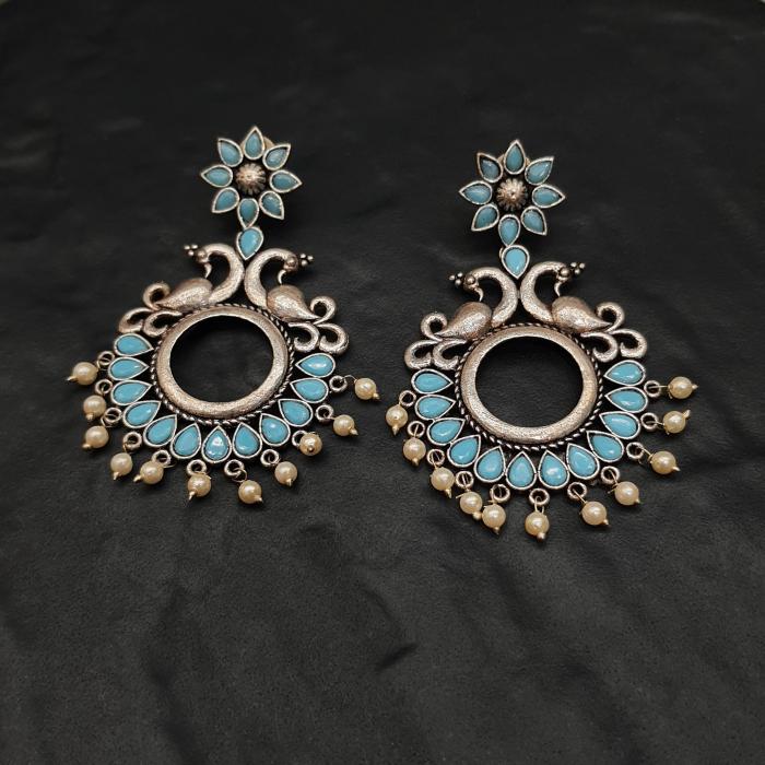 Silver Replica Earrings 1 Aqua Blue Silver