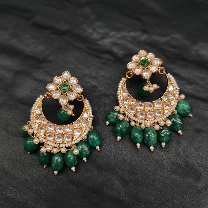 Tayani Kundan Earrings 1 Green Gold