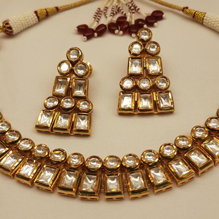 AC Kundan Necklace Set 2 Gold