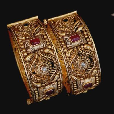 Antique Bangle 7 Ruby Green Gold 2.4