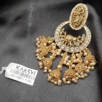 Kundan Earrings 1 Pearl Gold