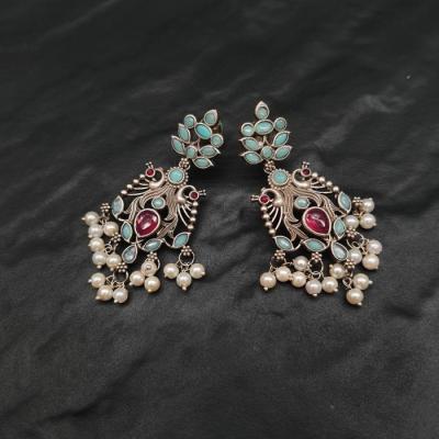 Silver Replica Earrings 2 Ruby Aqua Blue