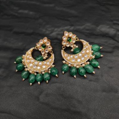 Tayani Kundan Earrings 1 Green Gold