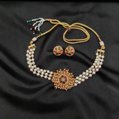 Antique Chokar Set 4 Ruby Green Gold