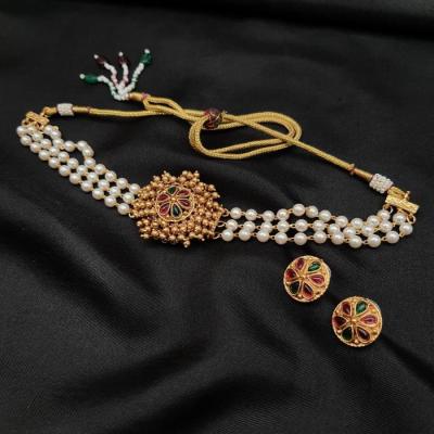 Antique Chokar Set 4 Ruby Green Gold