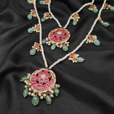 Antique Kundan Long Necklace Set 1 Ruby Gold