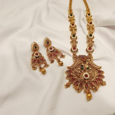 Antique Long Necklace Set 4 Gold