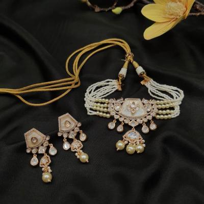 Premium Kundan Chokar Set 1 White Gold