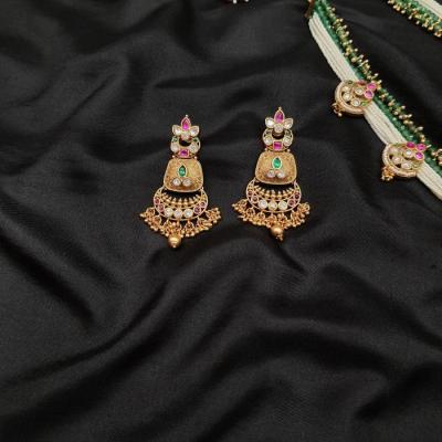 Kundan Long Necklace Set 9 Multi Gold