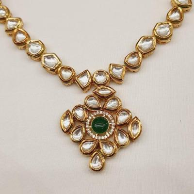 Kundan Necklace Set 2 Green Gold