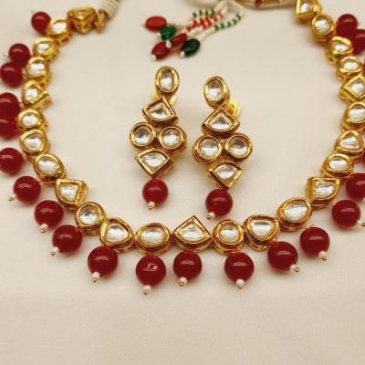 Kundan Necklace Set 4 Red Gold