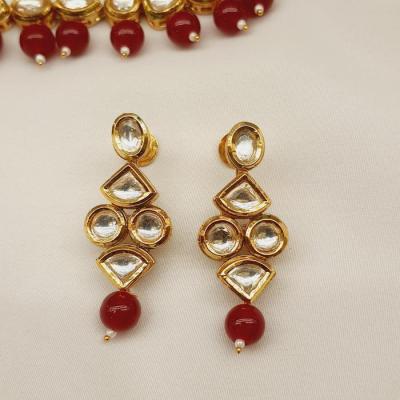 Kundan Necklace Set 4 Red Gold