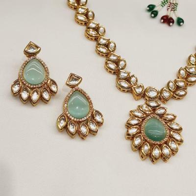 Kundan Necklace Set 7 Mint Gold