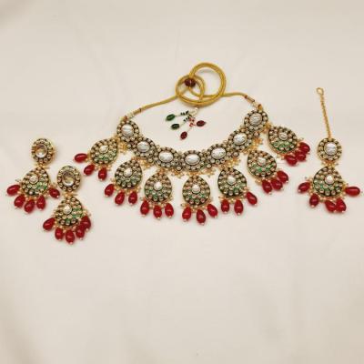 Kundan Necklace Set 1 Ruby Green Gold