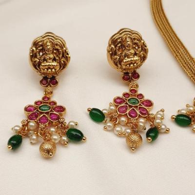 Temple Necklace Set 1 Ruby Gold