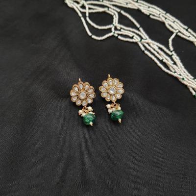 Kundan Pendant Set with Emerald Mala - 3 Gold Emerald