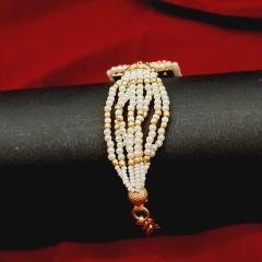 Kundan Bracelet 3 Pearl Gold