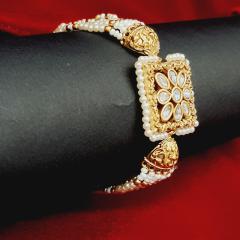 Kundan Bracelet 3 Pearl Gold