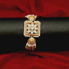 Kundan Bracelet 3 Pearl Gold