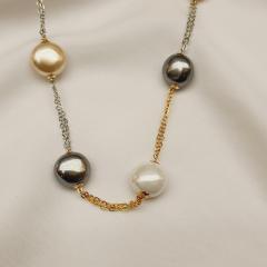 Pearl Bead Chain 2 Multi Gold