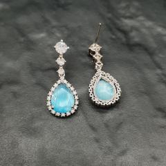 AD Earrings 3 Aqua Blue Silver