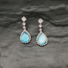 AD Earrings 3 Aqua Blue Silver