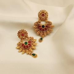 Antique Earrings 2 Ruby Green Gold