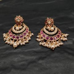 Jadau Earrings 2 Pearl Ruby Gold