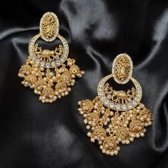 Kundan Earrings 1 Pearl Gold