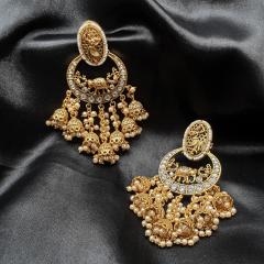 Kundan Earrings 1 Pearl Gold