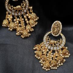 Kundan Earrings 1 Pearl Gold