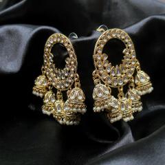 Kundan Earrings 1 Pearl Gold