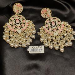 Kundan Earrings 13 Cream Gold