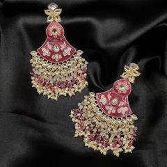 Kundan Earrings 14 Magenta Gold