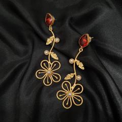 Modern Earrings Red Gold