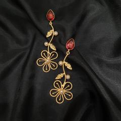 Modern Earrings Red Gold