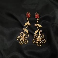 Modern Earrings Red Gold