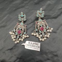 Silver Replica Earrings 2 Ruby Aqua Blue