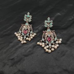 Silver Replica Earrings 2 Ruby Aqua Blue