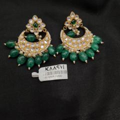 Tayani Kundan Earrings 1 Green Gold