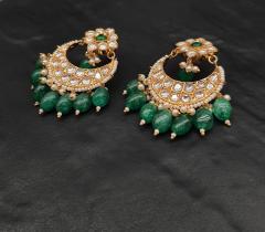 Tayani Kundan Earrings 1 Green Gold