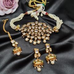 AC Kundan Chokar Set 2 Pearl Gold