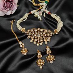 AC Kundan Chokar Set 2 Pearl Gold