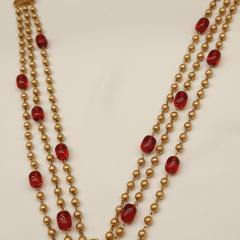 Amrapali Long Necklace Set 2 Red Gold