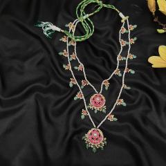 Antique Kundan Long Necklace Set 1 Ruby Gold