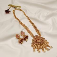 Antique Long Necklace Set 9 Multi Gold