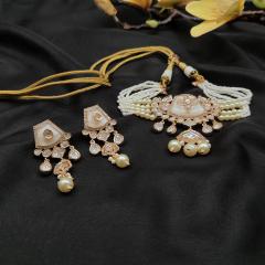 Premium Kundan Chokar Set 1 White Gold