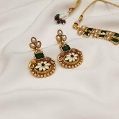 Antique Necklace Set 4 Green Gold